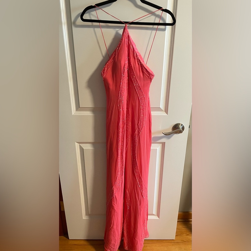 Peach colored prom dress